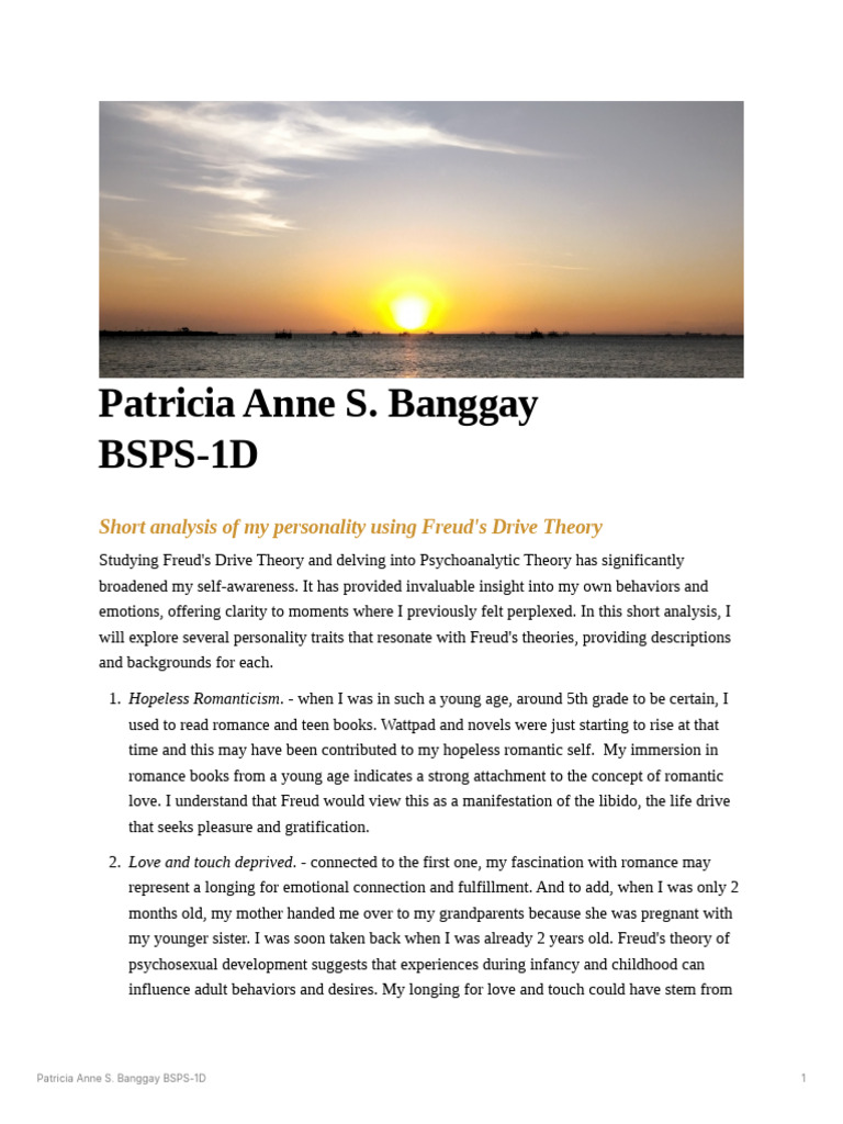 TOP Freud's Drive Theory Analysis - Banggay | PDF | Id | Unconscious Mind