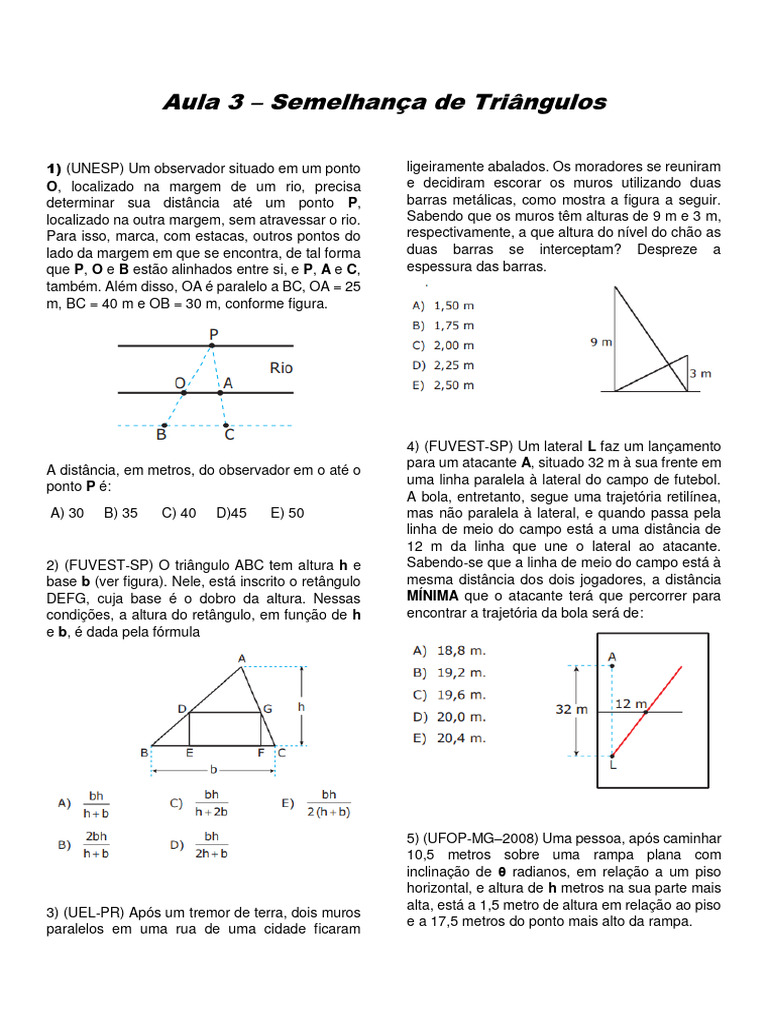 Exercícios Resolvidos: Semelhança de Triângulos | PDF | Triângulo