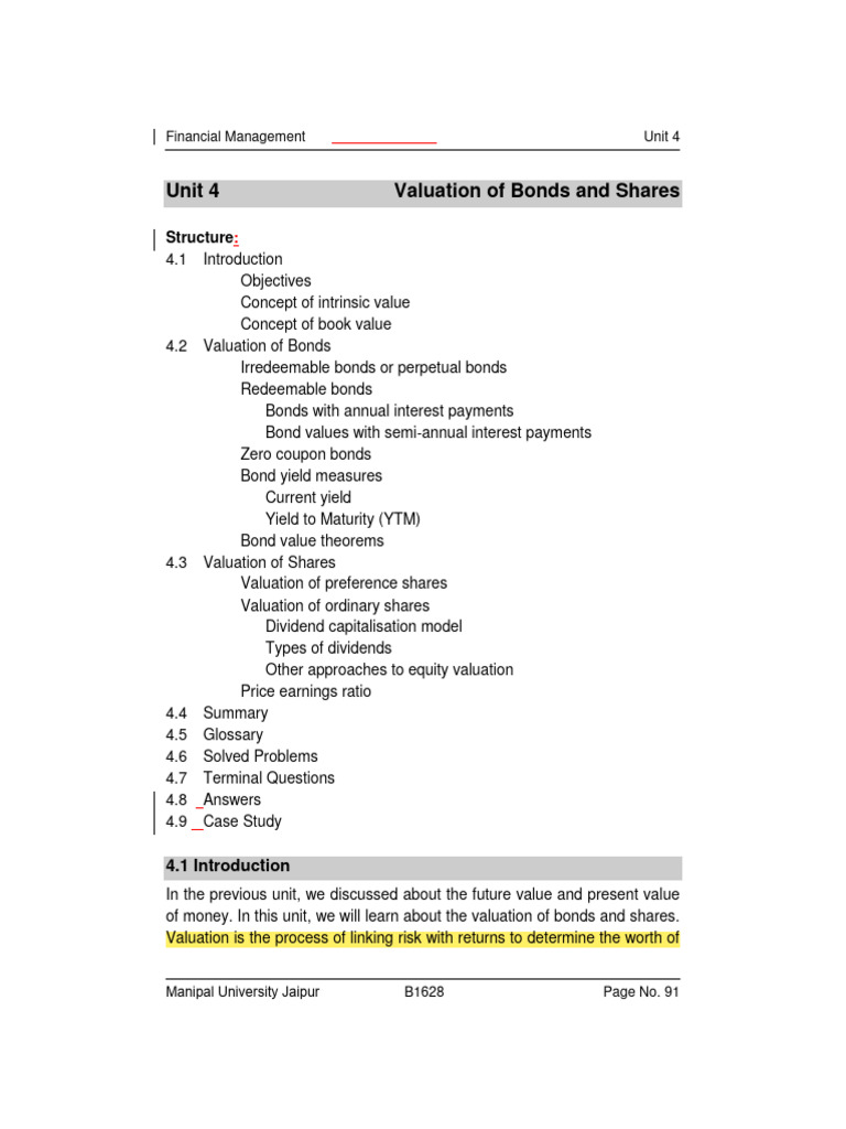 Valuation of Bonds and Shares | PDF | Bonds (Finance) | Book Value