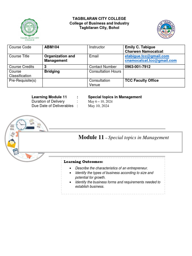 Special Topics in Management Module | PDF | Business | Entrepreneurship