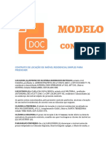 Modelo de Contrato de Aluguel Simples Word para Preencher Atualizado