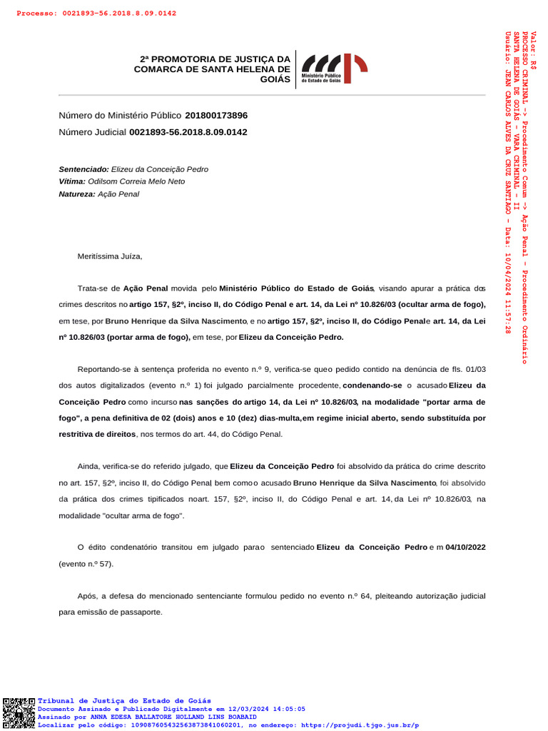 Parecer Do Ministério Público | Download grátis PDF | Sentença ...