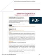 Articulo Experiencias de Implementación de Taller de Paz en Educación Secundaria 2022