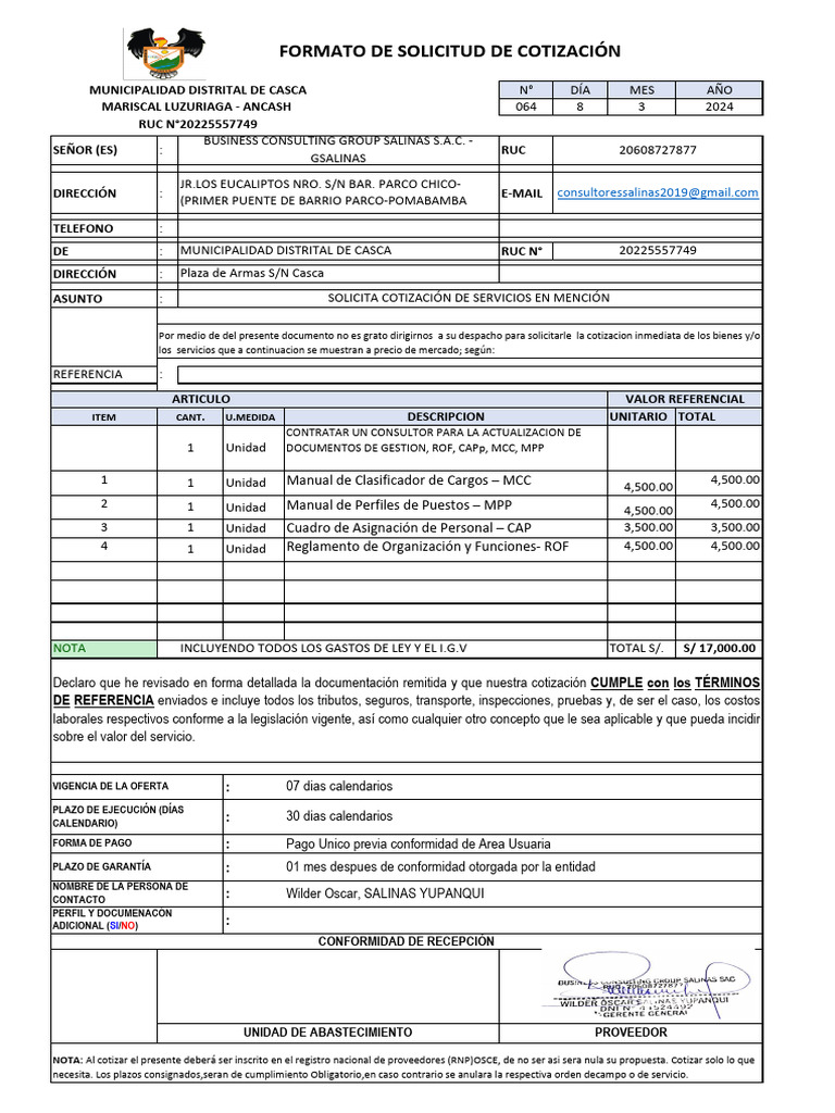 COTIZACION (ROF,CAP,MCC Y MPP) CASCA PDF