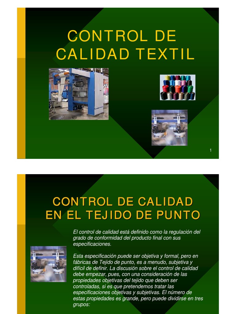 Control de Calidad Textil PDF Algodón Calidad