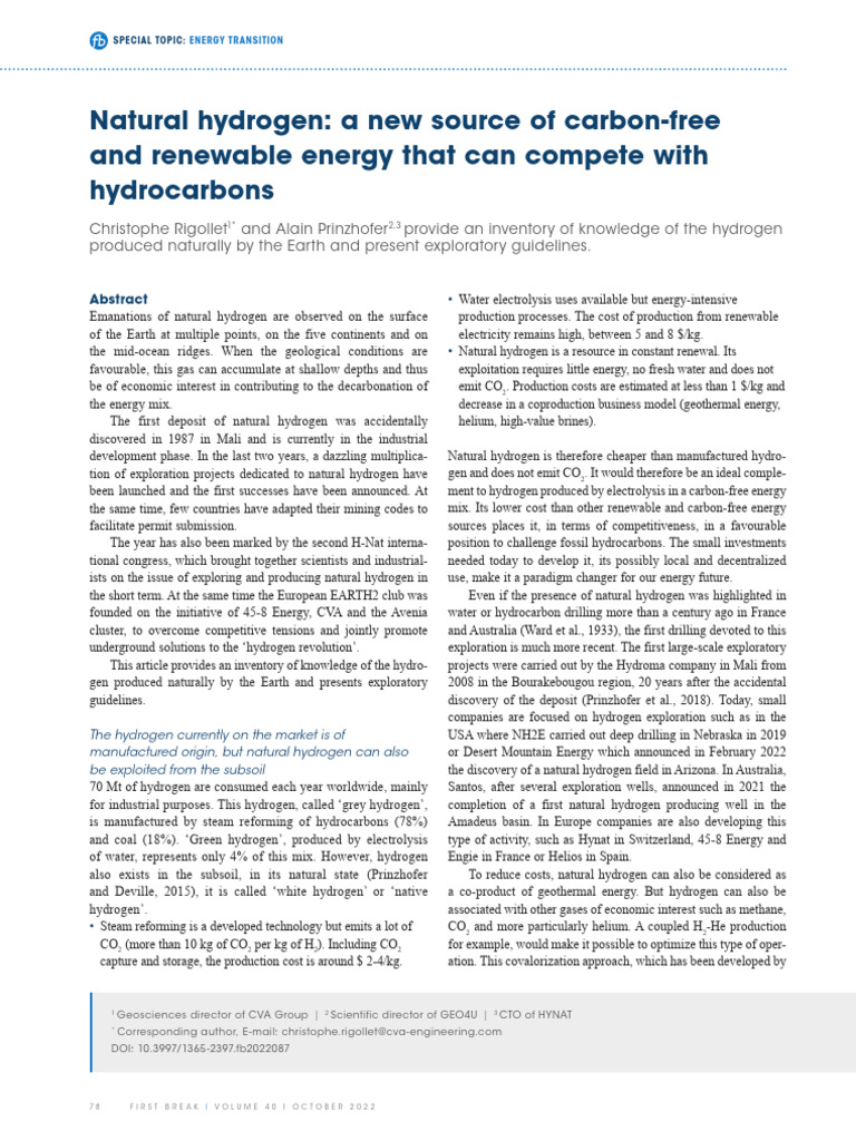 Natural Hydrogen Resources in Mali | PDF | Renewable Energy | Hydrogen