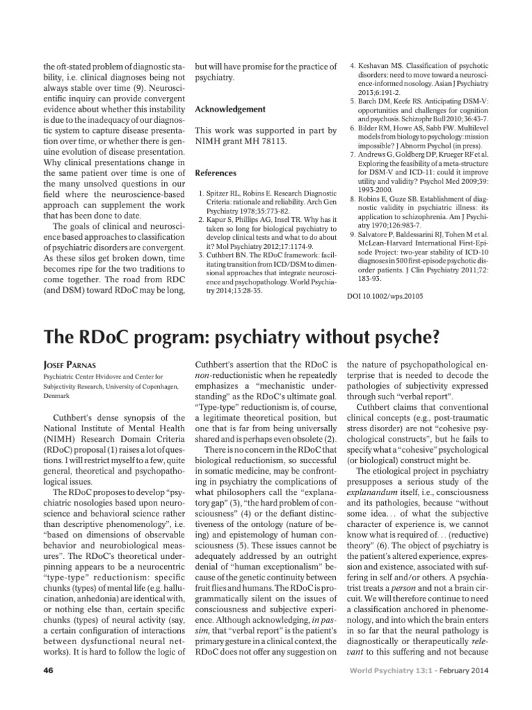 RDoC Framework: Neuroscience in Psychiatry | PDF | Psychiatry | Mental ...