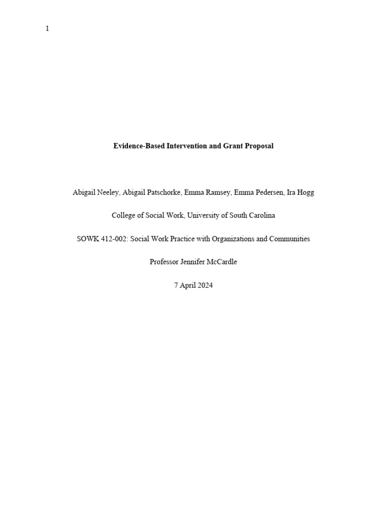 Evidence-Based Intervention and Grant Proposal - Final Paper 2 | PDF ...