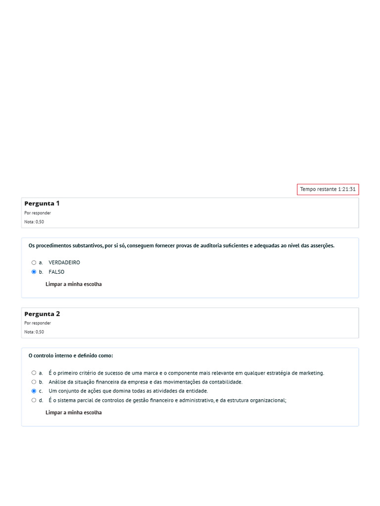 Questões sobre Auditoria e Controle Interno | PDF | Contabilidade ...