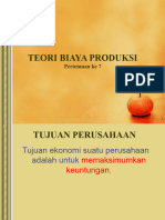 Pertemuan Ke 7 Teori Biaya Produksi