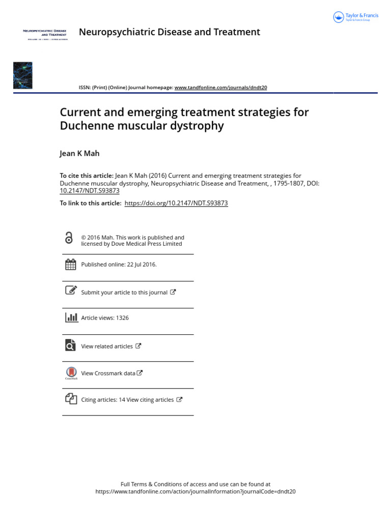 Current and Emerging Treatment Strategies For Duchenne Muscular ...