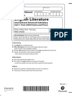 Xet01 June 2018 Paper1 Unit 1 QP Edexcel Ial English Literature