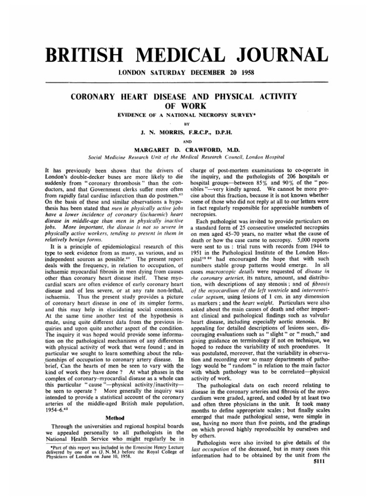 Coronary Heart Disease And Physical Activity Pdf Heart Coronary