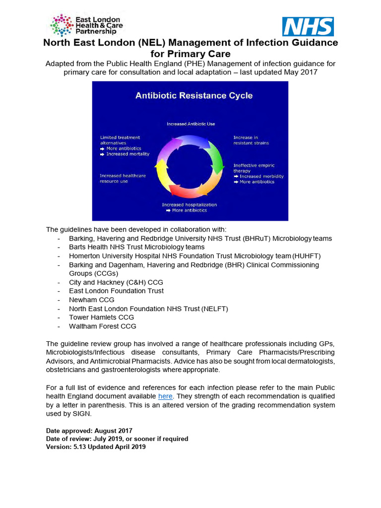 NorthEastLondonmangementofInfectionguide PDF Antimicrobial