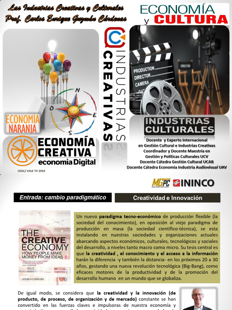 Que Son Las Industrias Culturales y Creativas 2 9 2020 Carlos Guzmán ...