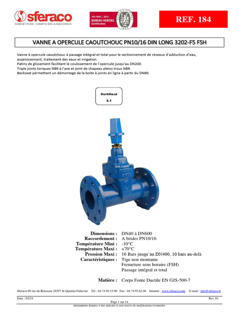 Vanne à opercule caoutchouc DN40-600 | PDF | Soupape