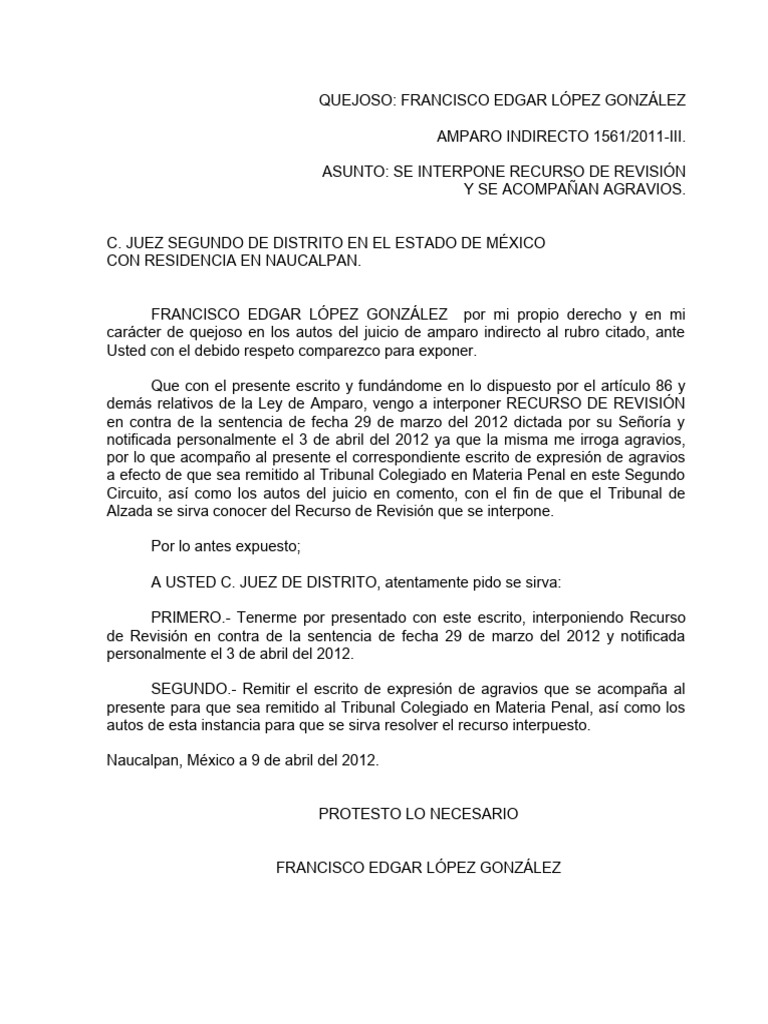 EDGAR LÓPEZ GLZ RECURSO DE REVISION CONTRA SENTEBCIA SOBRESEIMIENTO