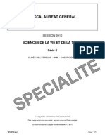 Bac S SVT Specialite Antilles Guyane 2010 Session de Remplacement Sujet