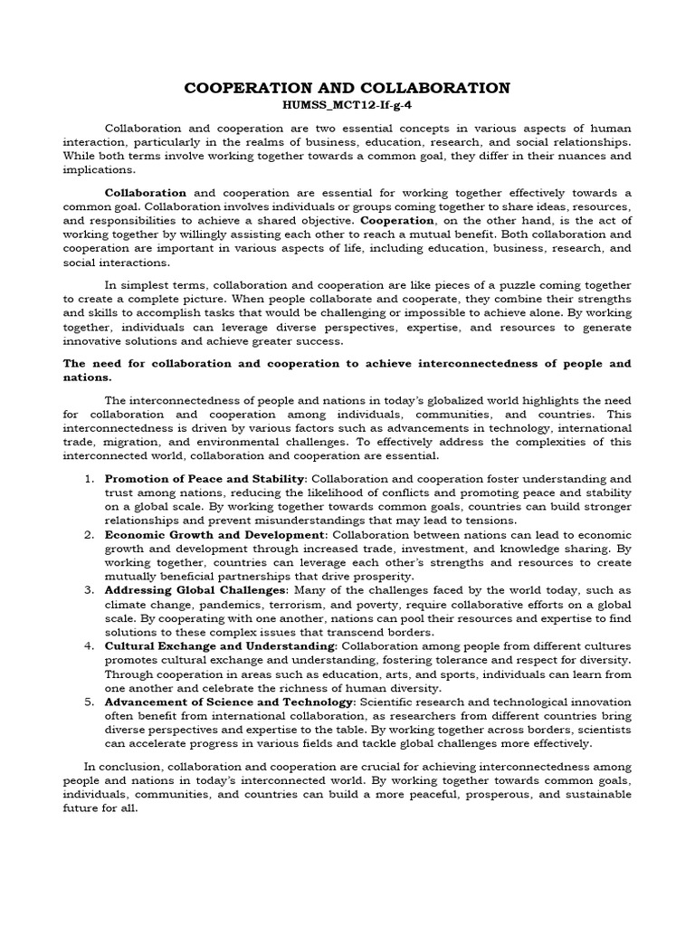 Lesson 10 | PDF | Collaboration | Cooperation