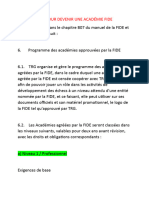 CANDIDATURE POUR DEVENIR UNE ACADÉMIE FIDE