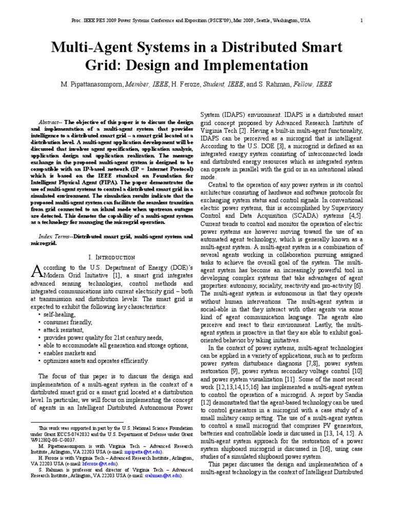 Multi-Agent Systems in Smart Grids | PDF | Distributed Generation ...