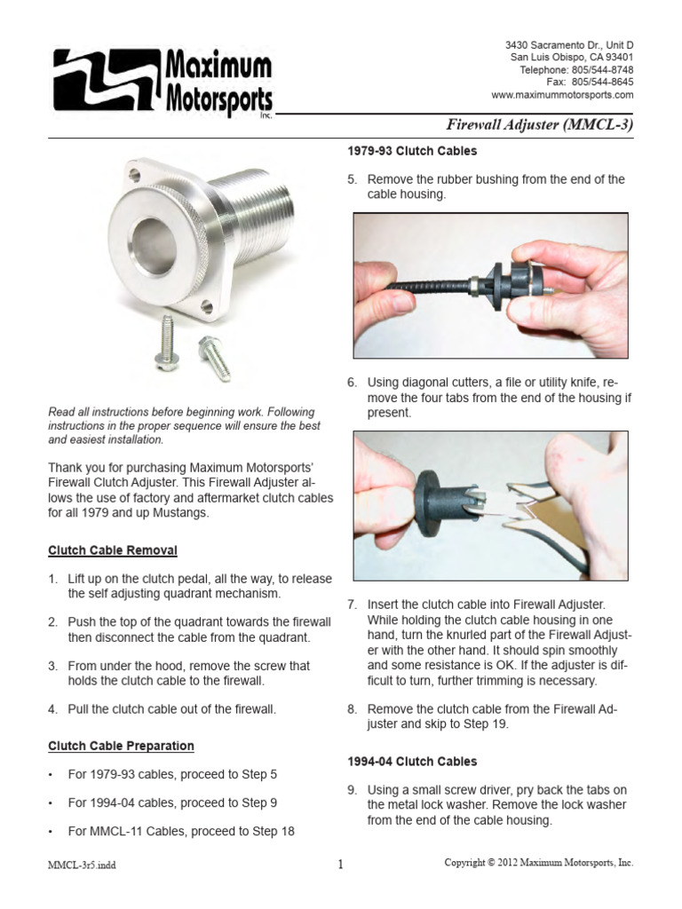 Adjuster Installation Foxbody Clutch PDF Clutch Screw