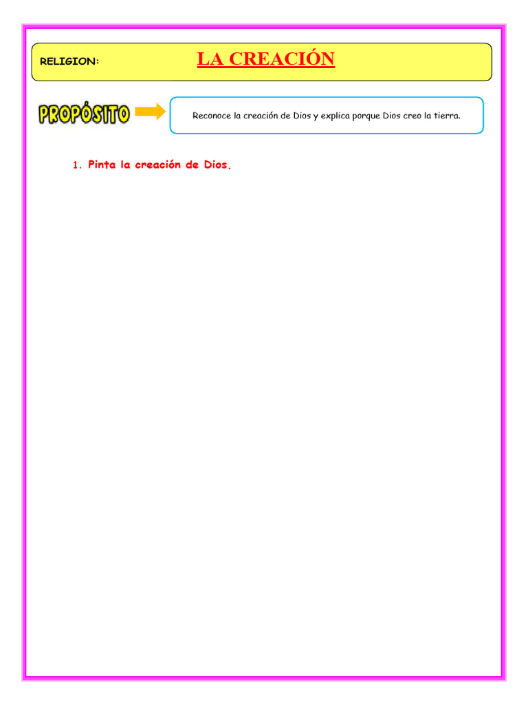 U1 S4 Ficha D2 Religion La Creacion de Dios | PDF