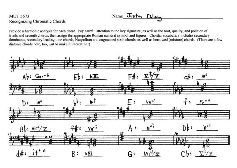 Chromatic Chords Worksheet Pdf