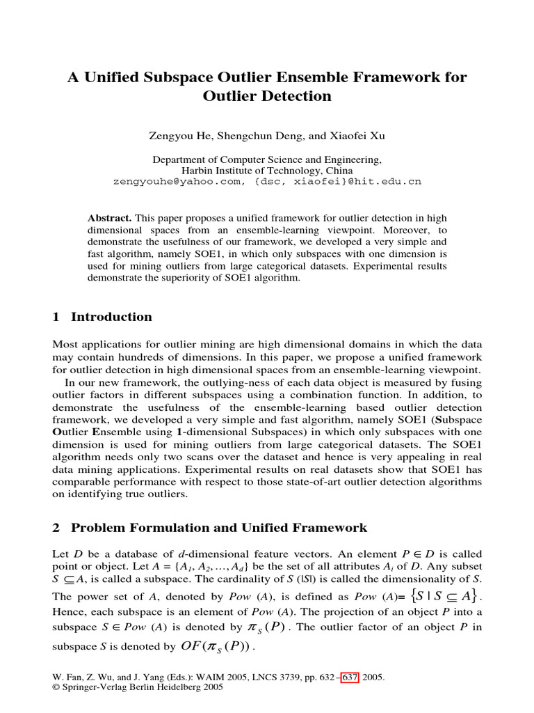 Unified Framework for Outlier Detection | PDF | Outlier | Applied ...