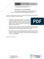 COMUNICADO 12-2022-DIGESA-MINSA No Otorga RSA Productos Farmaceuticos