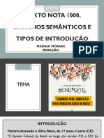 Texto Nota 1000, Esquema Com Ganchos Semânticos e Tipos de Introdução