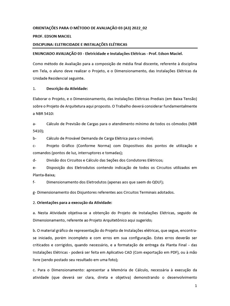 Prova 03 | PDF | Eletricidade | Fiação elétrica