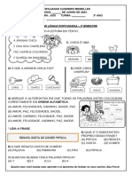 PROVA DE ADAPTADA PORTUGUÊS 2º BIMESTRE