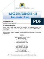 Bloco de Atividades 24 - 5o Ano. Trabalho e Profissoes