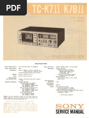 Sony tc-k7 Tc-K7bii | PDF