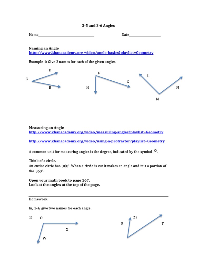 Naming and Measuring Angles Guide | PDF | Teaching Methods & Materials ...