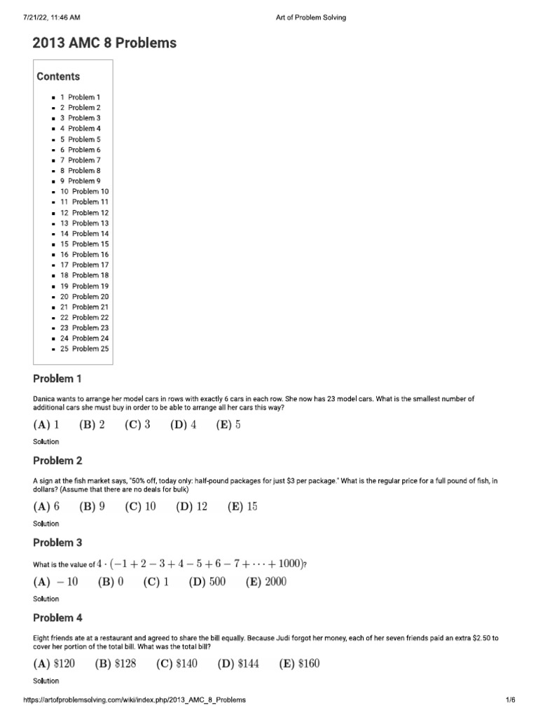 2013 AMC 8 Problems PDF
