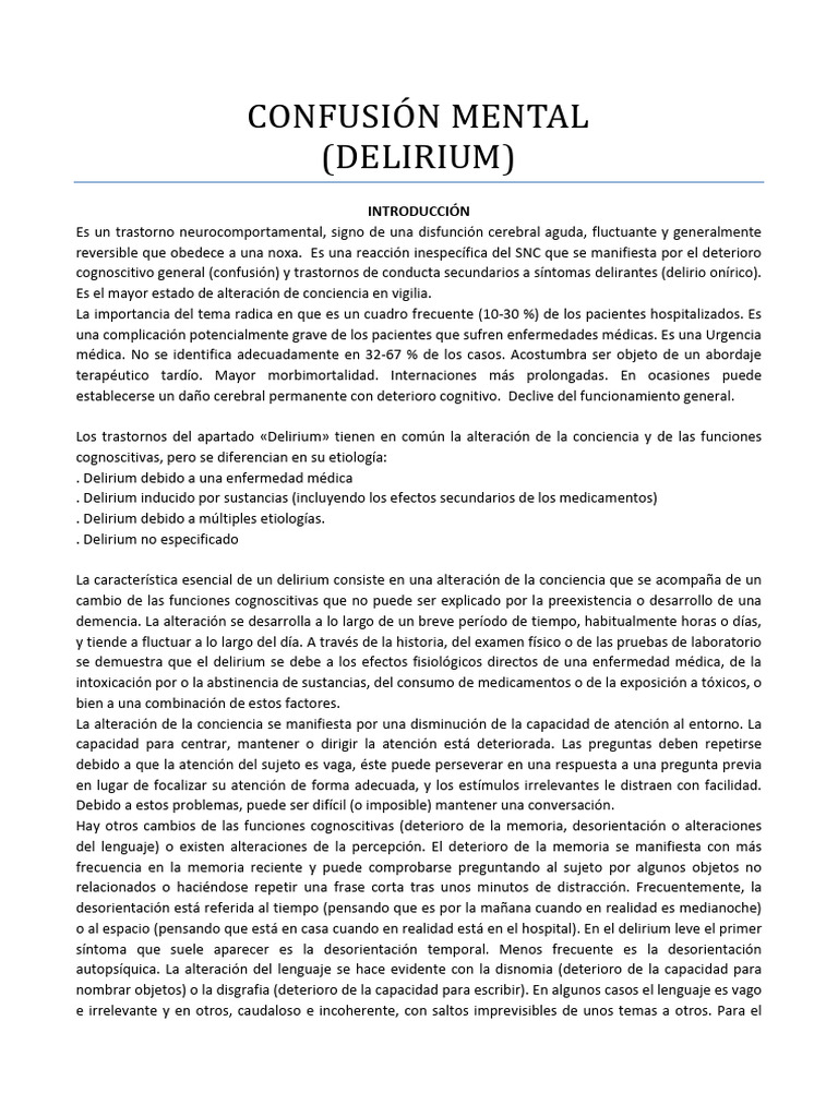 Delirio: Confusión Mental y Psicosis | PDF | Psicosis | Antipsicótico
