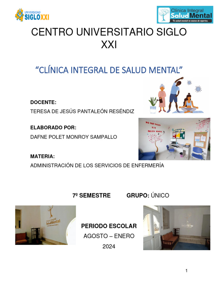 CLÍNICA INTEGRAL DE SALUD MENTAL | PDF | Salud mental | Hospital