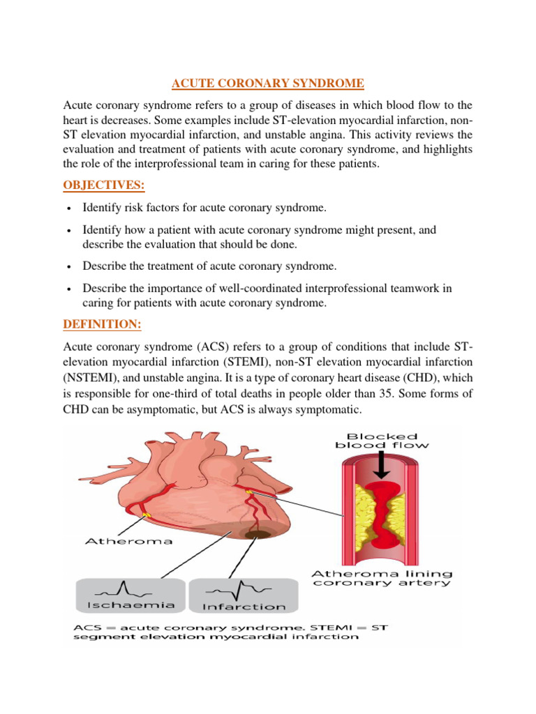 Acute Coronary Syndrome PDF | PDF | Myocardial Infarction | Coronary ...