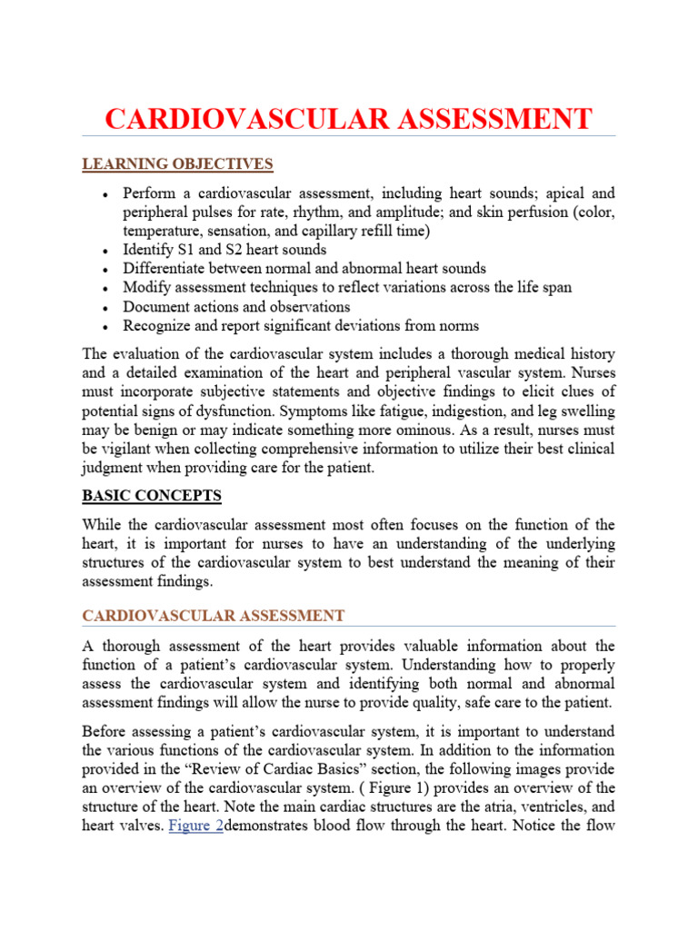 Cardiovascular Assessment Techniques | PDF | Heart | Heart Valve