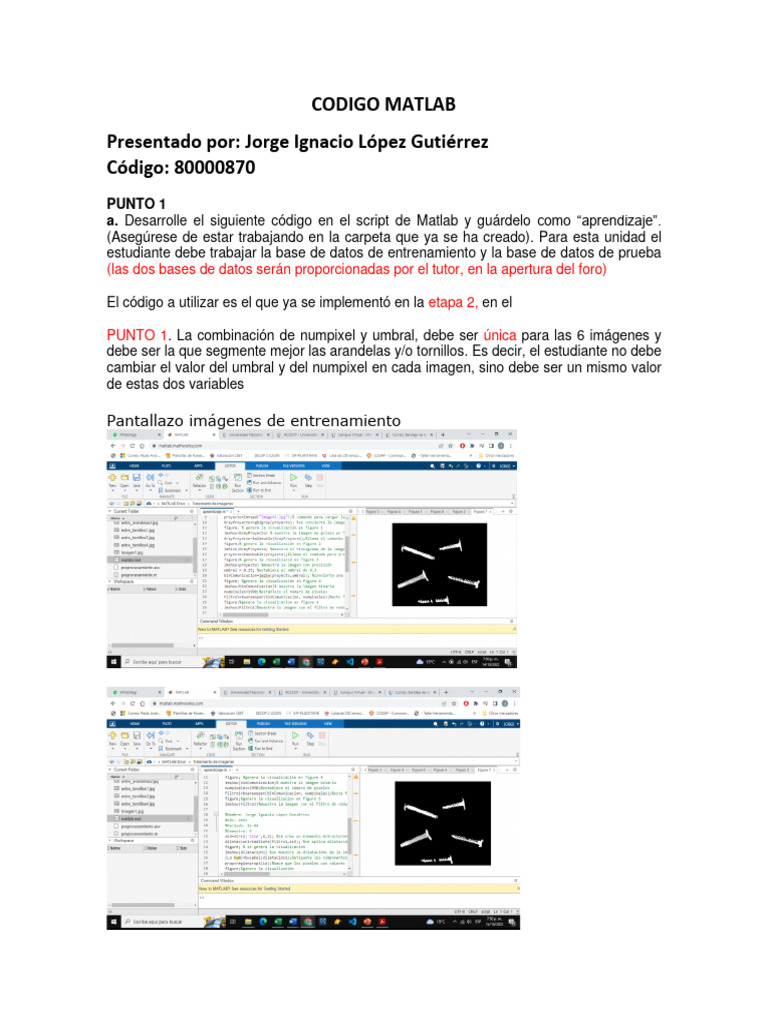 Código MATLAB para Análisis de Imágenes | PDF | Función (Matemáticas ...