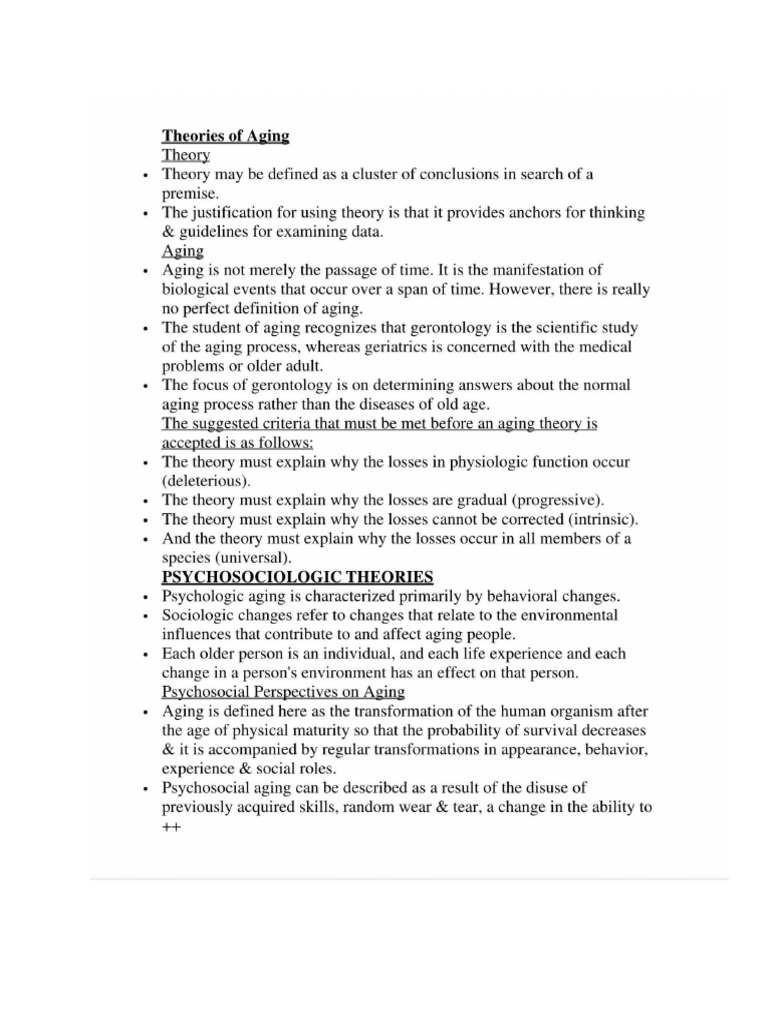 List The Theories Of Aging