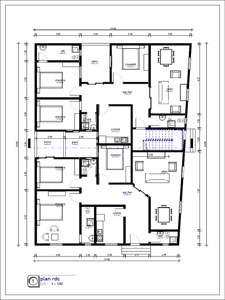 Plan de Maison RDC Moderne 3 Chambres | PDF