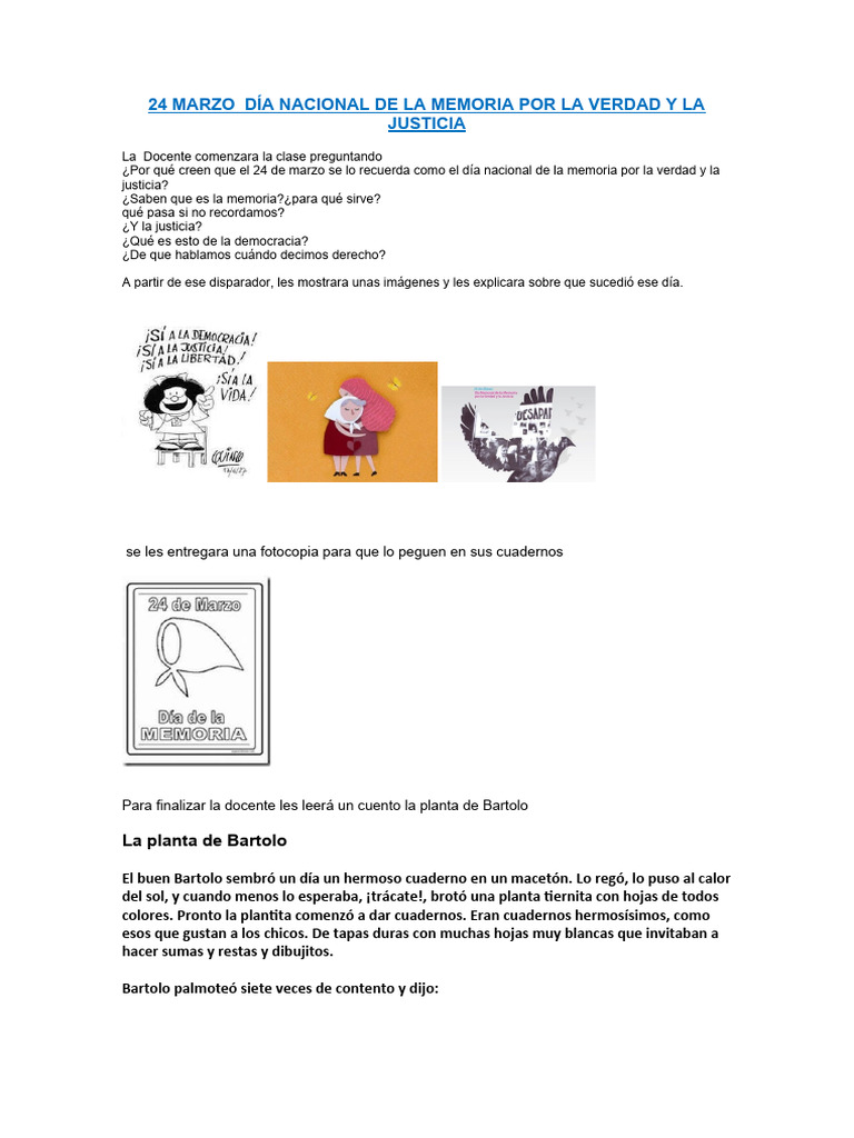 24 Marzo Día Nacional de La Memoria Por La Verdad y La Justicia | PDF ...
