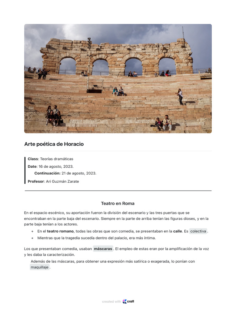 Teatro Romano y Arte Poética de Horacio | PDF | Teatro | Comedia