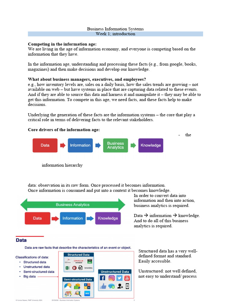 Business Information Systems - Week 1 - Introduction | PDF ...