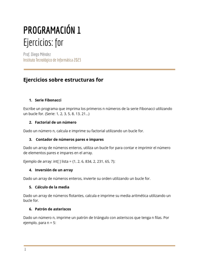 Ejercicios_For | PDF