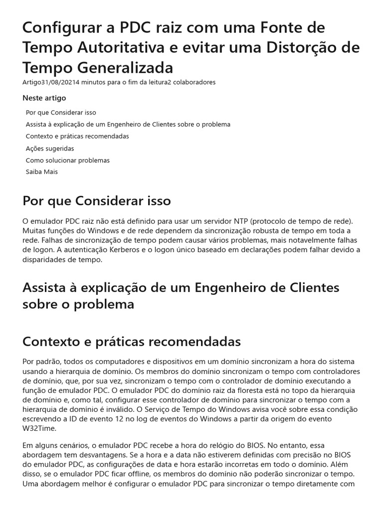 Configurar A Hora PDC Raiz Com Uma Fonte de Tempo Autoritativa | PDF ...