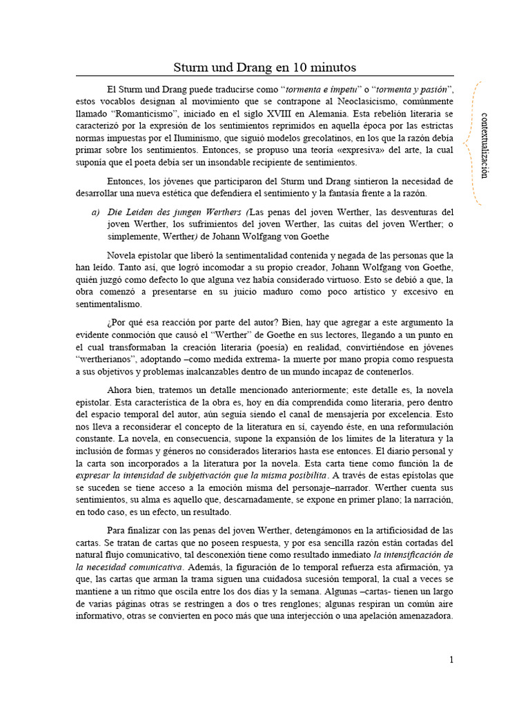 Sturm Und Drang en 10 Minutos PDF Las penas del joven Werther